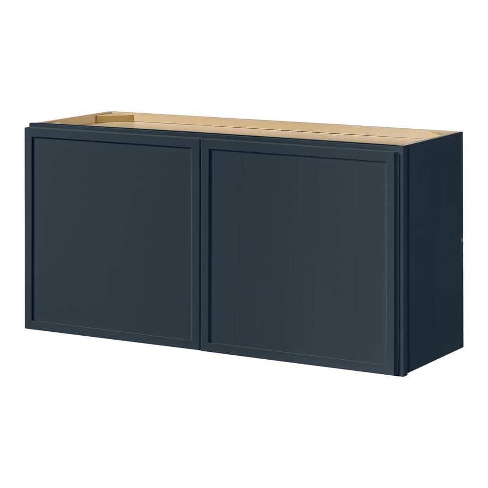 Leyton 36 in. W x 24 in. D x 18 in. H Ready to Assemble Plywood Slim Shaker Wall Bridge Kitchen Cabinet in Ink Blue price history on PriceWatchPro