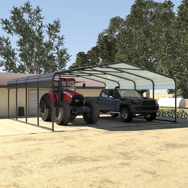 VEIKOUS 20 ft. W x 20 ft. D Carport Steel Car Canopy and Shelter, Gray