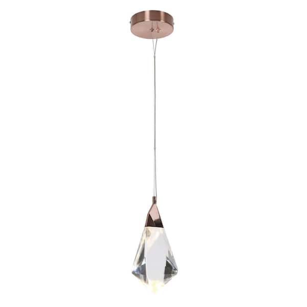 LNC Matsuura 1-Light Plating Rose Gold Integrated LED Mini Pendant Light
