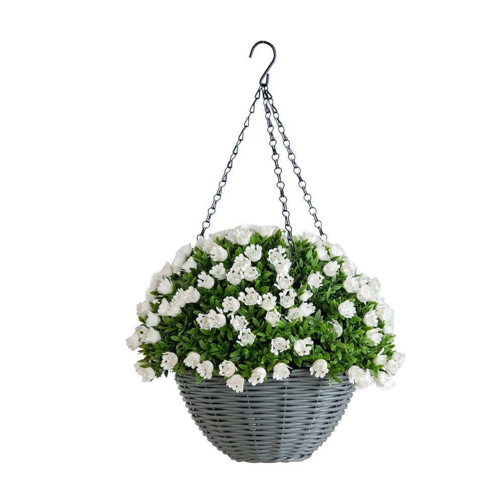22 in. UV Resistant Green Artificial Mini Rose and Aptenia Hanging Basket (Indoor/Outdoor) price history on PriceWatchPro