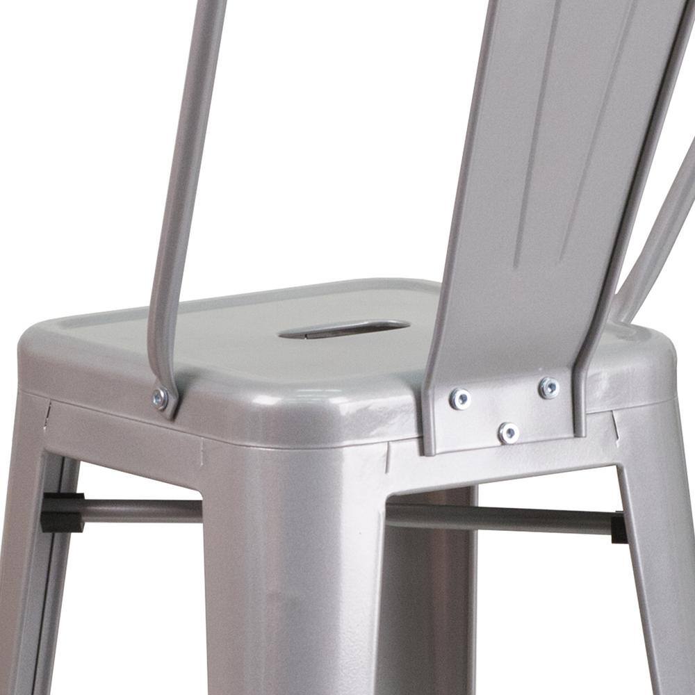 Silver Metal 30" High Backless Industrial Bar Stool