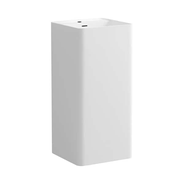 WELLFOR 16.7 in. D x 16.7 in. W x 34 in. H Square Pedestal Sink Base in White