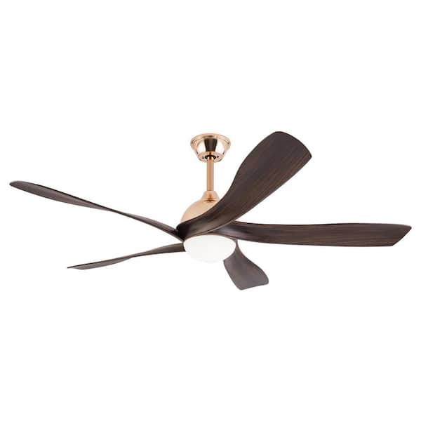 52 in. Indoor Gold amd Brown Modern 6-Speed Reversible Ceiling Fan with Adjustable White Integrated LED and Remote