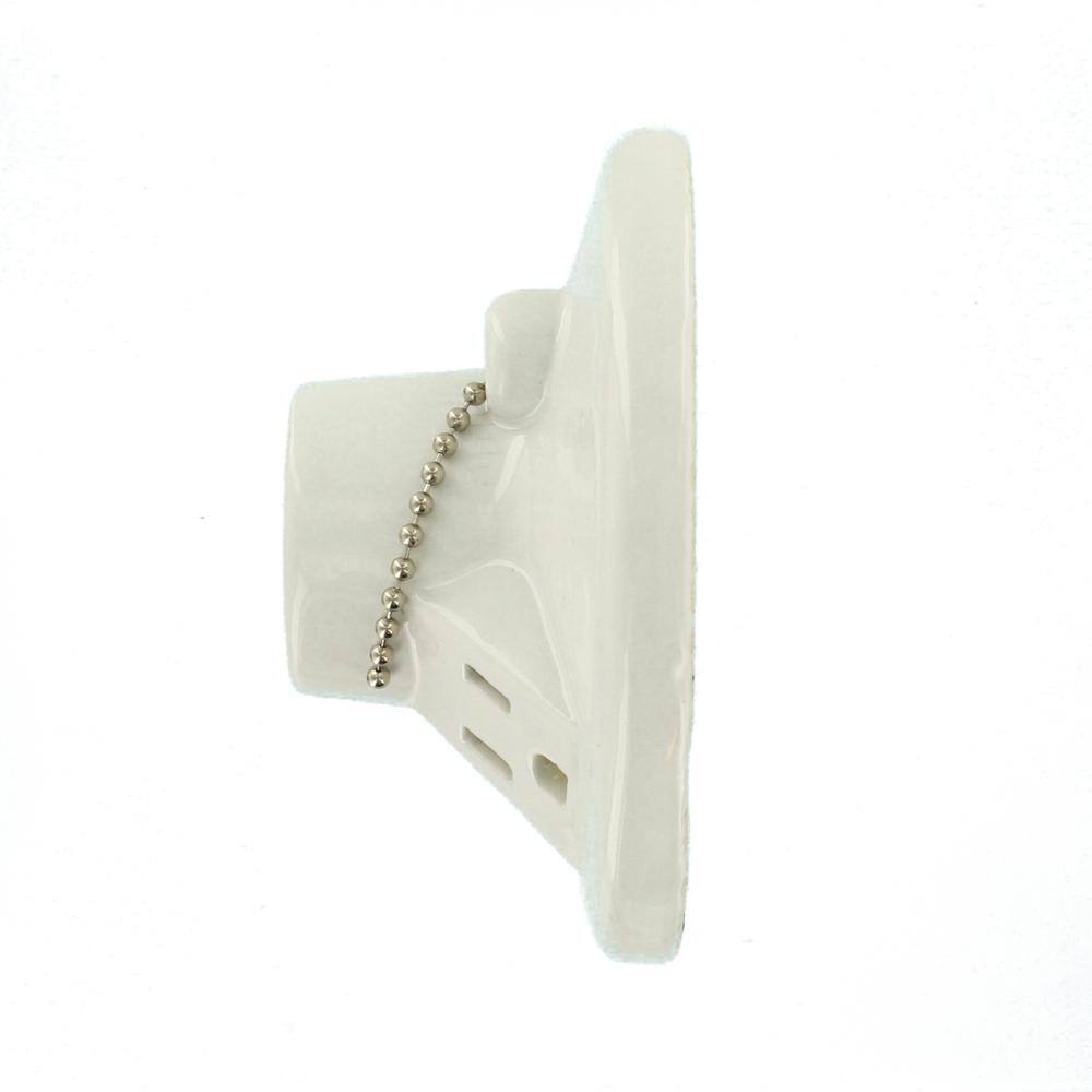 Glazed Porcelain Lamp Holder with Pull Chain and Outlet Best Deals and