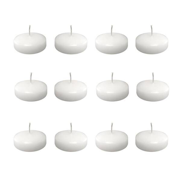 LUMABASE 1 in. x 1.375 in. Medium White Floating Wax Candles (Box of 12)