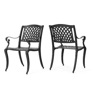 Hallandale Black 2-Pack Aluminum Outdoor Dining Chair