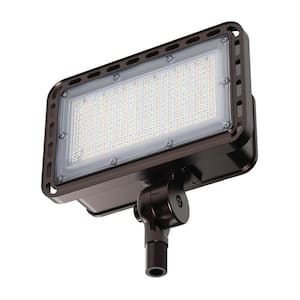 500-Watt Equivalent 4000/6000/8000 Lumens Selectable 5CCT Bronze Dusk to Dawn Integrated LED Flood Light