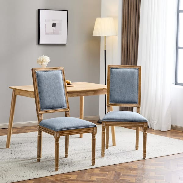 CHRISTOPHER KNIGHT HOME Robin Denim Blue and Natural Upholstered Solid Wood Dining Side Chairs (Set of 2)