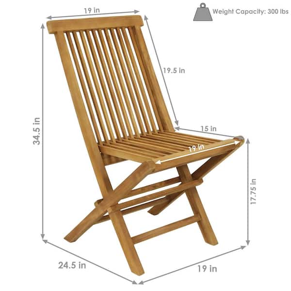 Sunnydaze Hyannis Folding Teak Outdoor Patio Chair with Slat Back