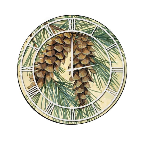 Unbranded "Pinecone" Full Coverage Art and White Numbers Imaged Wall Clock