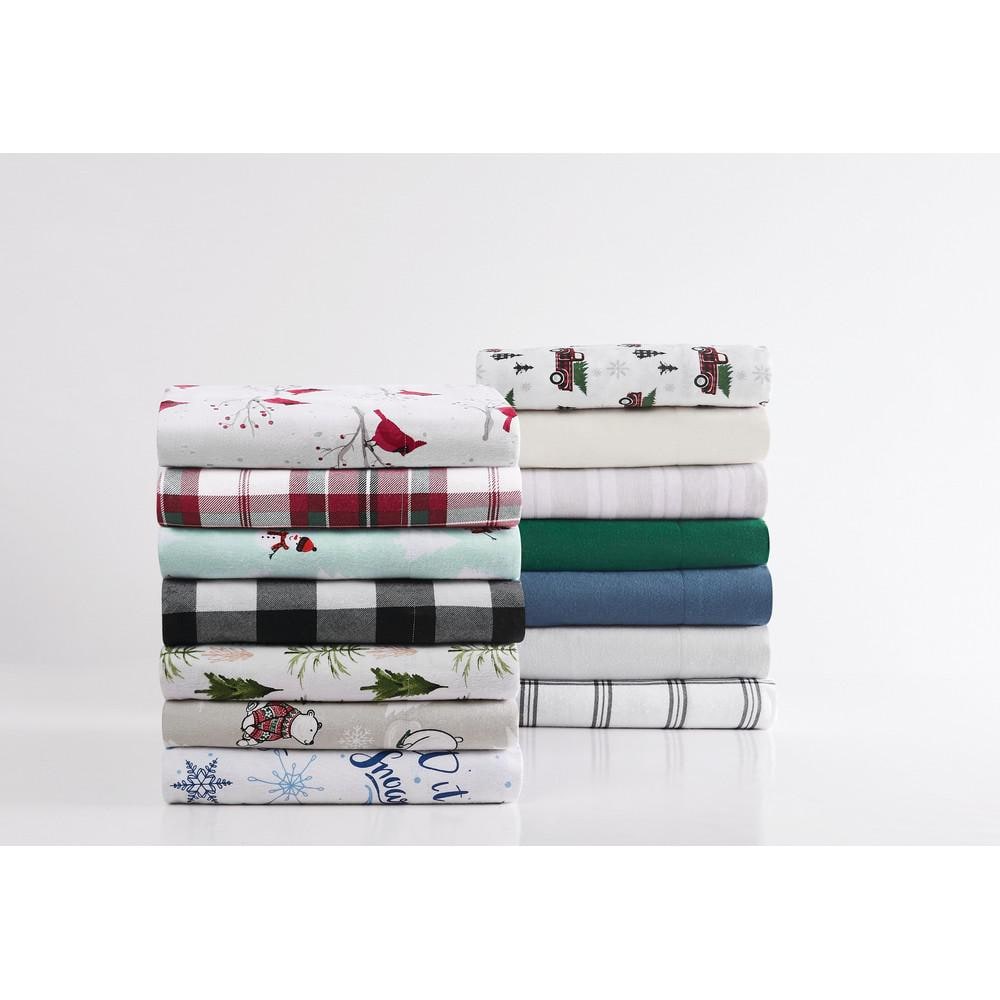 Holiday Red and White Plaid Twin Cotton Flannel Sheet Set