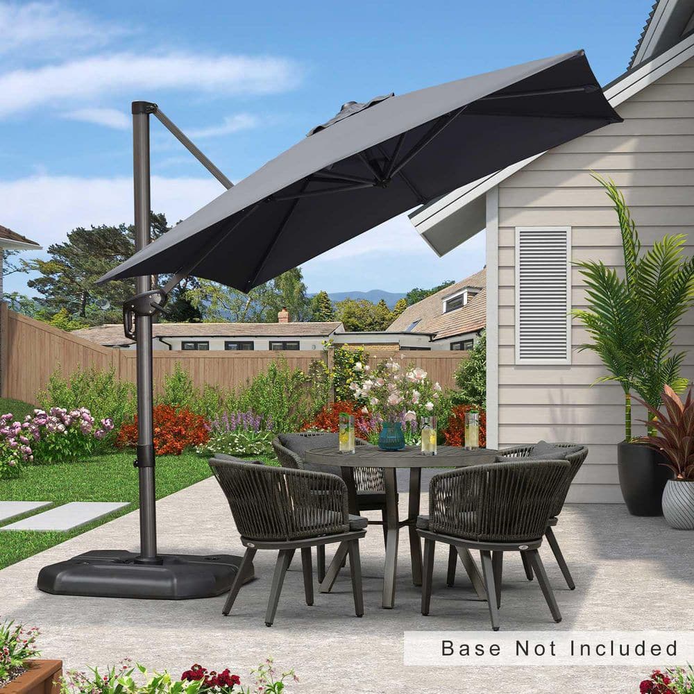 8 ft. Square Outdoor Patio Cantilever Umbrella Aluminum Offset 360° Rotation Umbrella in Gray price history on PriceWatchPro