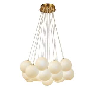 27 in. 19-Light Globe Chandelier, Pendant Light with Milky White Glass Small Balls for Dining Room (G9 Bulbs Included)