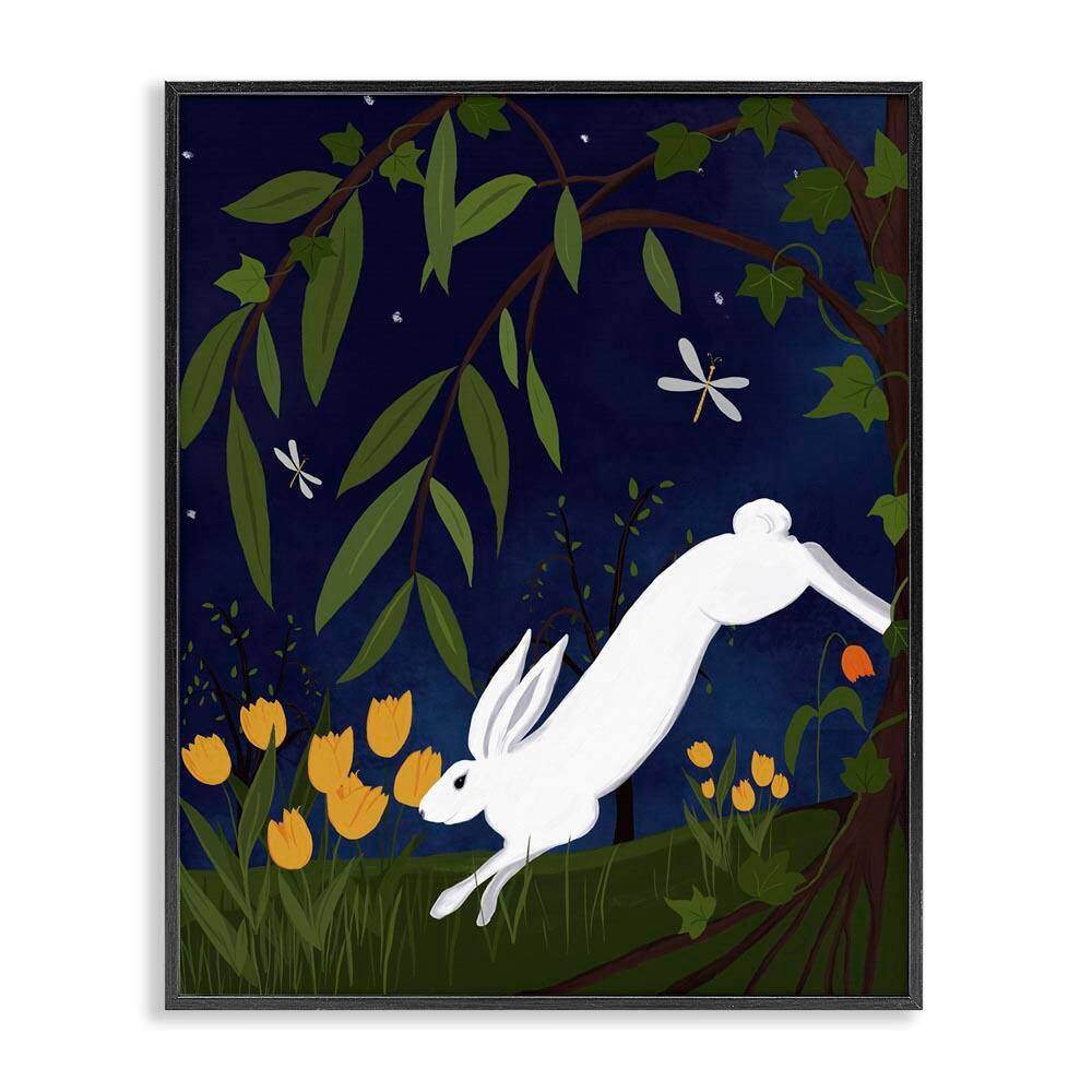 Hare in Night Forest by Michelle Ingari Designs Black Framed Animal Giclee Art Print 20 in. x 16 in. price history on PriceWatchPro