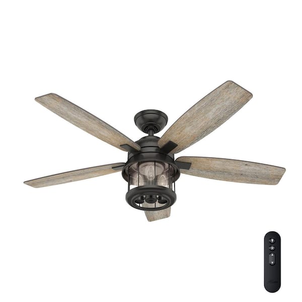 Hunter Coral Bay 52 in. LED Indoor/Outdoor Noble Bronze Ceiling Fan with Handheld Remote and Light Kit