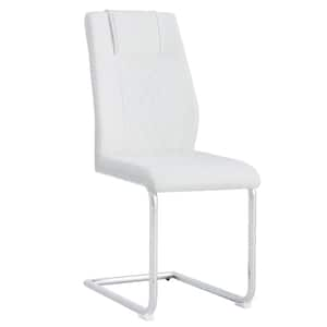 Modern White PU Leather Seat Dining Chairs Set of 4 for Kitchen, Living, Dining Room