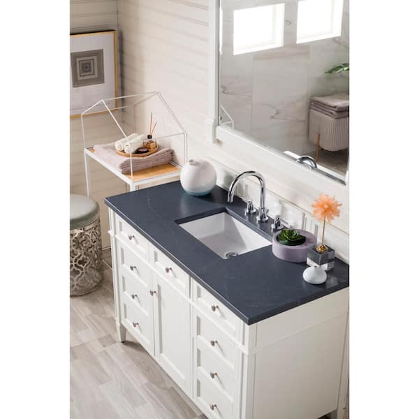 Brittany 48.0 in. W x 23.5 in. D x 34 in. H Single Bath Vanity in Bright White with Charcoal Soapstone Quartz Top