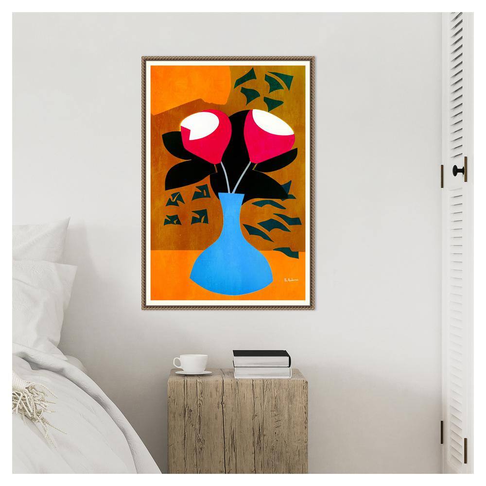 Large Beaded Framed Abstract Botanic Canvas Wall Art