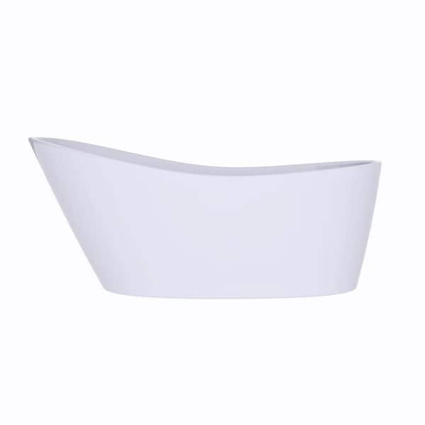 67 in. x 31 in. Acrylic Freestanding Flatbottom Soaking Bathtub in Gloss White