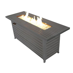 Dark Brown 57 in. Outdoor Aluminum Fire Pit Table 50000BTU Retangular