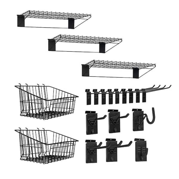 Slat Wall Panel Accessories 8 in. H x 25 in. W Stealth Ultimate Bundle Kit in. Black (20-Piece)