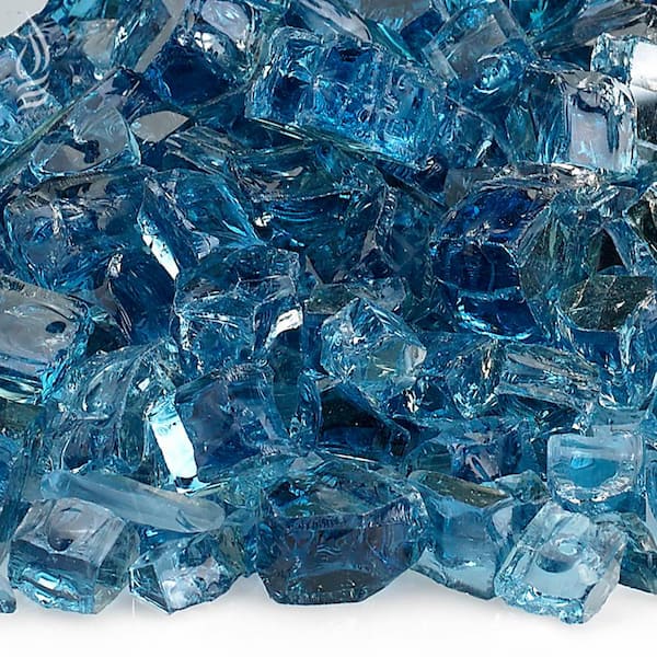 American Fire Glass 1/2 in. Pacific Blue Reflective Fire Glass 10 lbs. Bag