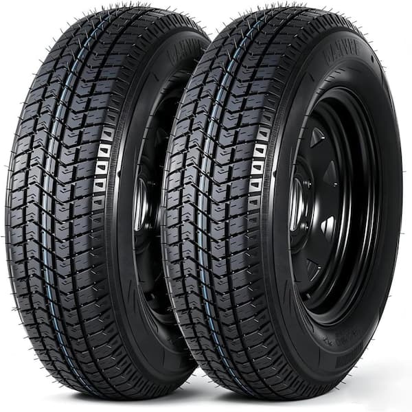 2-Pack ST205/75D15 Trailer Tires with 15" Rims, 5 Lug on 4.5" Bolt Pattern, 6PR Load Range C
