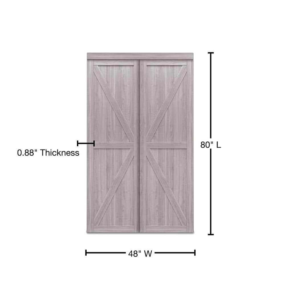 Silver Oak 48'' x 80'' MDF Sliding Closet Door