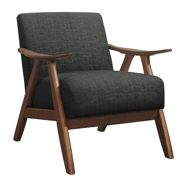 Lazzara Ocala Dark Gray Fabric Upholstery Solid Wood Frame Accent Chair