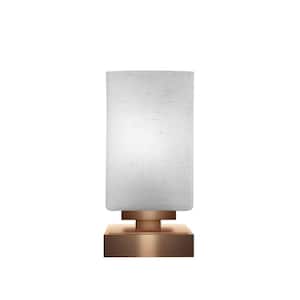 Olympia 8.25 in. New Age Brass Rechargeable Integrated LED Bedside Table Lamp for Living Room with Glass Shade