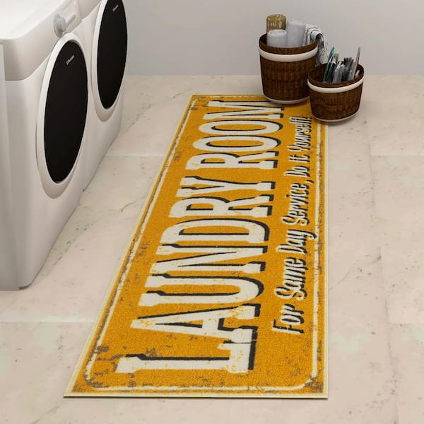 Black Laundry Room Runner Rug, 20x59