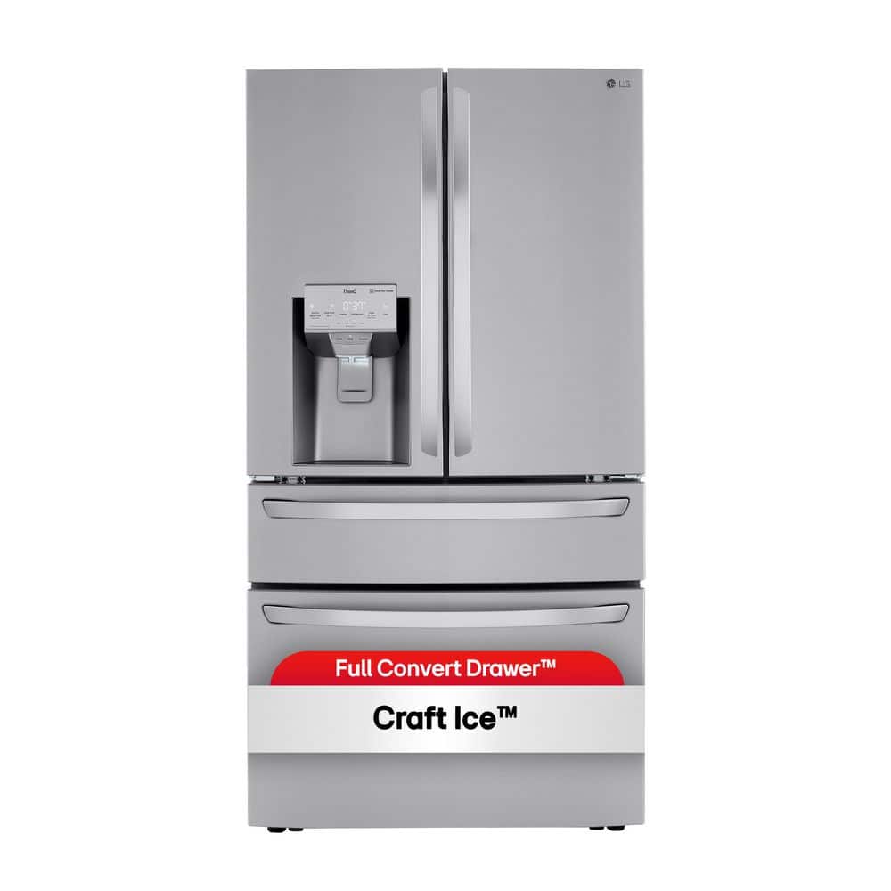 30 cu. ft. 4-Door French Door Refrigerator Full Convert Drawer, Smart Cooling and Craft Ice, Print Proof Stainless Steel