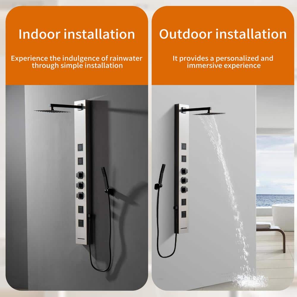 Stainless Steel Multi-Function Shower Panel with Jets and Handheld