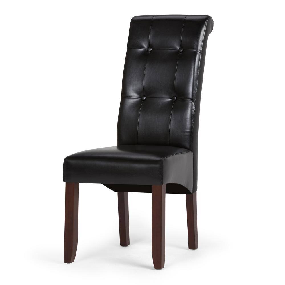 Midnight Black Faux Leather Upholstered Parsons Dining Side Chair