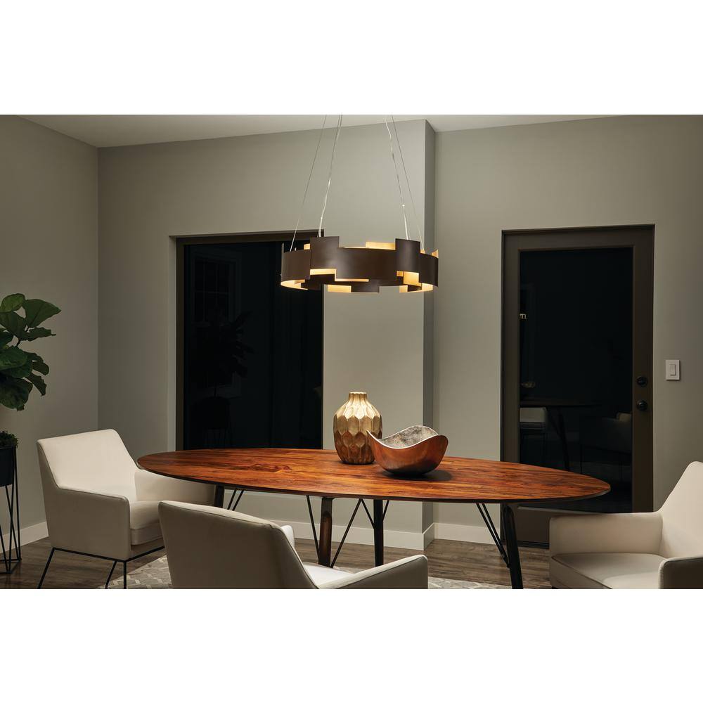 Satin Nickel 26.5" Modern LED Drum Pendant with Black Shade