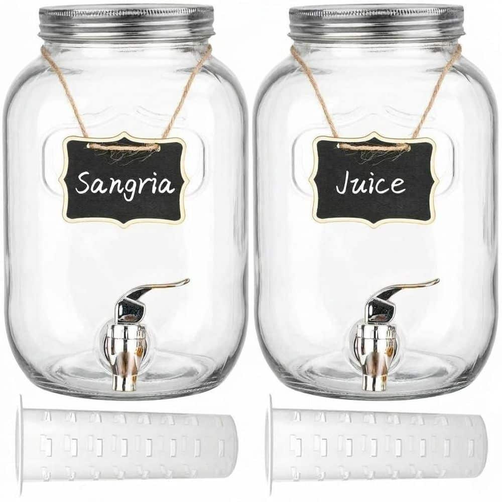 1 Gal. Clear Glass Beverage Dispenser 2 Pack Transparent Glass Drink Container with Fruit Infuser Spigot price history on PriceWatchPro