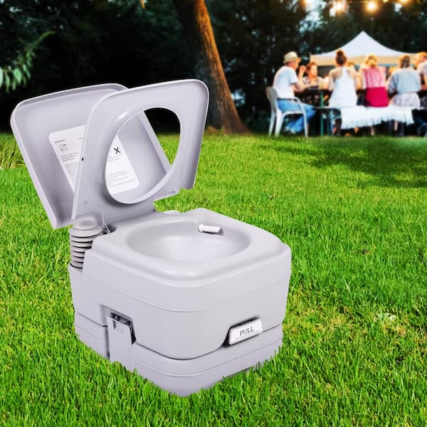 AEDILYS Portable Camping Toilet with Detachable Inner Bucket, 5.3 Gallon,  Grey