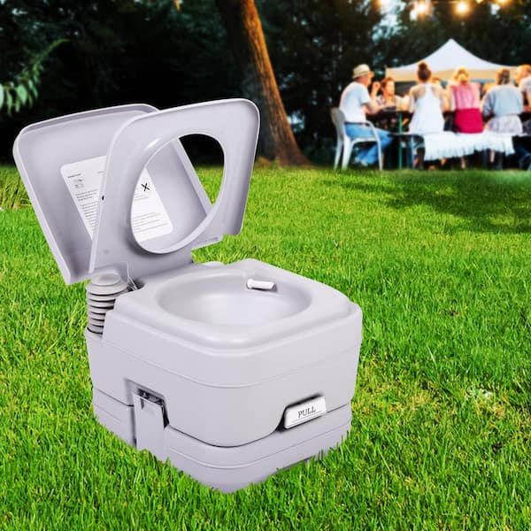 2.6 Gal. Gray Porta Potty Portable Toilet No Leakage Camping RV Outdoor Toilet