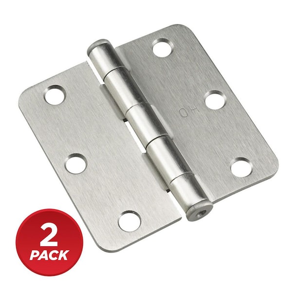 3 in. x 3 in. Brushed Nickel Full Mortise Butt Hinge with Removable Pin (2-Pack)