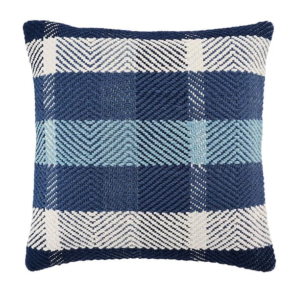 Pale Blue Geometric Pleated 18 in. x 18 in. Square Decorative Throw Pi