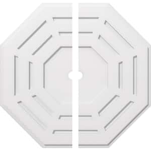 1 in. P X 13-1/2 in. C X 34 in. OD X 2 in. ID Westin Architectural Grade PVC Contemporary Ceiling Medallion, Two Piece