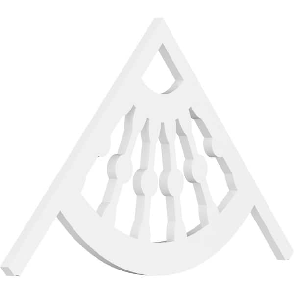 Ekena Millwork 1 in. x 36 in. x 21 in. (14/12) Pitch Classic Wagon Wheel Gable Pediment Architectural Grade PVC Moulding