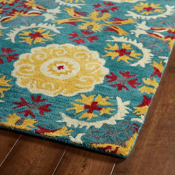 Kaleen Global Inspiration Collection Hand Tufted Rug 2'6 x 8' Blue 