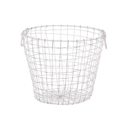 11.75 in. Antique White Wire Basket with Handles