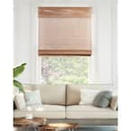 Premium True-to-Size Brown Acorn Cordless Light Filtering Natural Woven Bamboo Roman Shade 34 in. W x 64 in. L