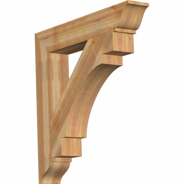 Ekena Millwork 6 in. x 38 in. x 38 in. Western Red Cedar Merced Traditional Rough Sawn Bracket