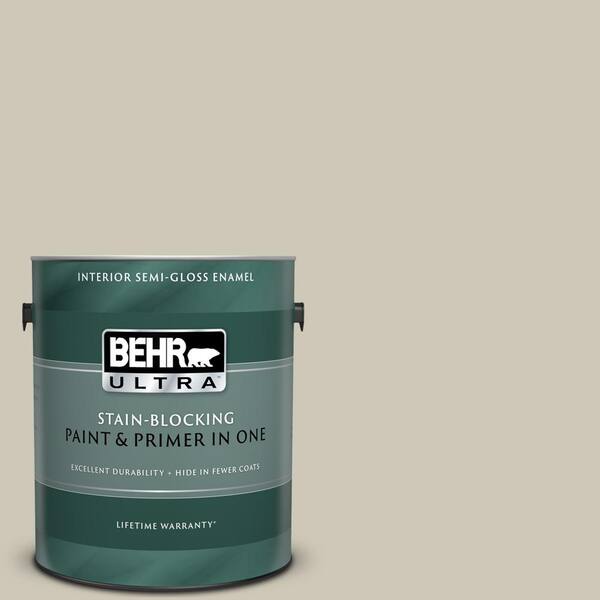 BEHR ULTRA 1 gal. #UL190-16 Coliseum Marble Semi-Gloss Enamel Interior Paint and Primer in One