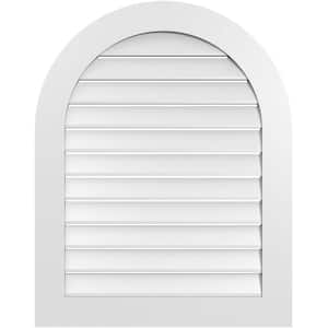 30 in. x 38 in. Round Top White PVC Paintable Gable Louver Vent Functional