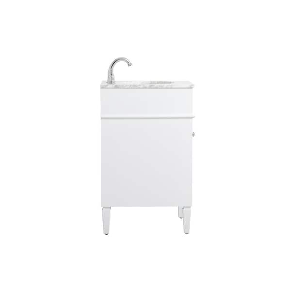 Timeless Home 21 in. W Single Bath Vanity in White with Marble Vanity Top in Carrara with White Basin