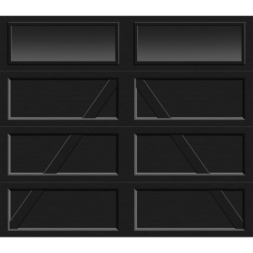 Bridgeport Steel Design A 8 ft. x 7 ft. Insulated 12.9 R-Value Black Garage Door with Long Clear Glass Windows price history on PriceWatchPro